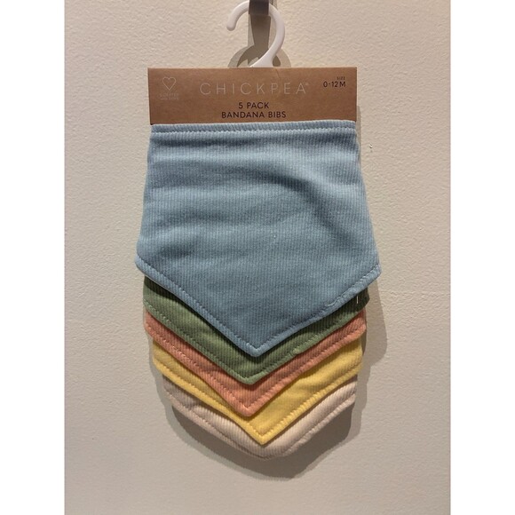 NEW Chickpea 5-Pack 100% Cotton Pastel Bandana Bibs 0-12M - Picture 1 of 2